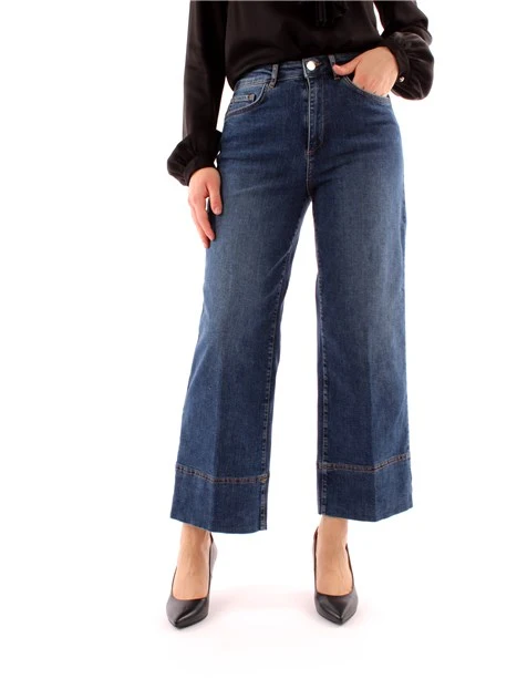 JEANS CROPPED DRITTI CON RISVOLTO DONNA BLU