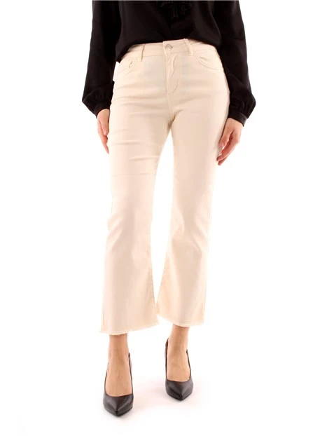 PANTALONI CROPPED A ZAMPA DONNA BIANCO