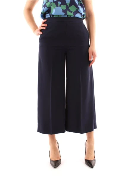 PANTALONI CROPPED A GAMBA AMPIA DONNA BLU NOTTE