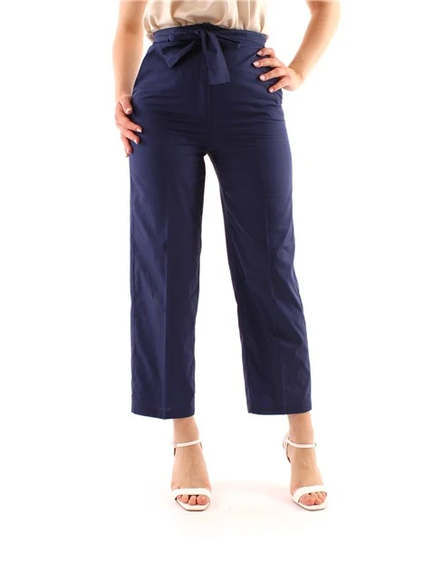 PANTALONI A SIGARETTA CON FIOCCO DONNA BLU