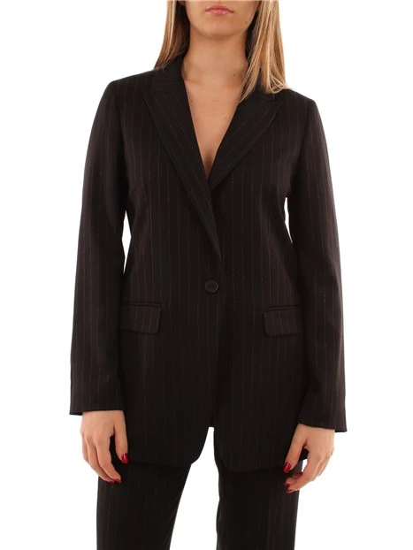 GIACCA BLAZER GESSATA CON GLITTER DONNA NERO