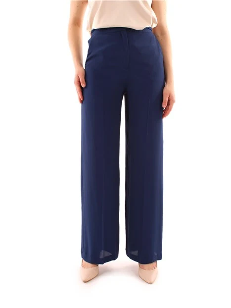 PANTALONI PALAZZO IN MISTO SETA DONNA BLU