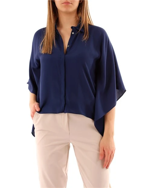 CAMICIA AMPIA IN CREPE MISTO SETA DONNA BLU