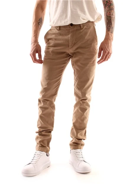 PANTALONI SLIM FIT CON LOGO SUL RETRO UOMO BEIGE