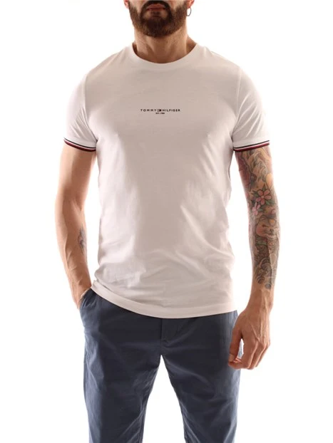 T-SHIRT MANICA CORTA CON LOGO PURO COTONE UOMO BIANCO