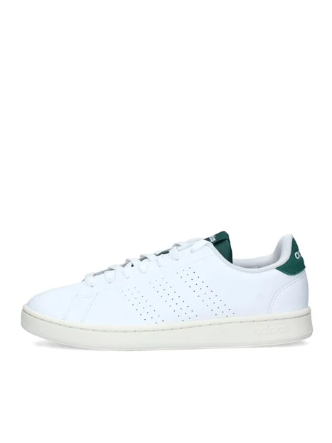 SNEAKERS BASSE ADVANTAGE CON BANDE TRAFORATE E INSERTI VERDI UOMO BIANCO