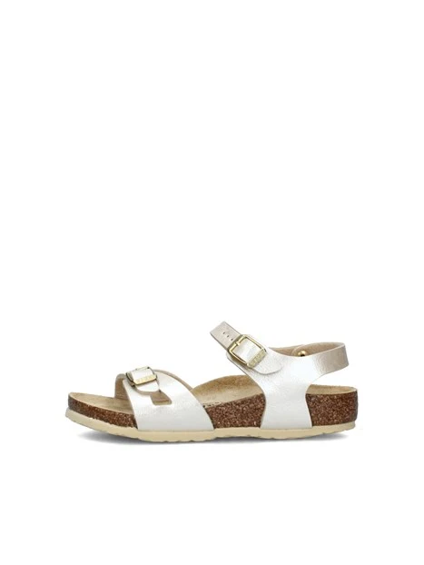 SANDALI BASSI RIO CON SOLETTA IN PELLE BAMBINA BIANCO PERLATO