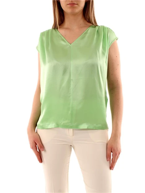 BLUSA CON SCOLLO A V DONNA VERDE ACQUA