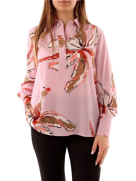 BLUSA A FANTASIA IN PURA SETA DONNA ROSA