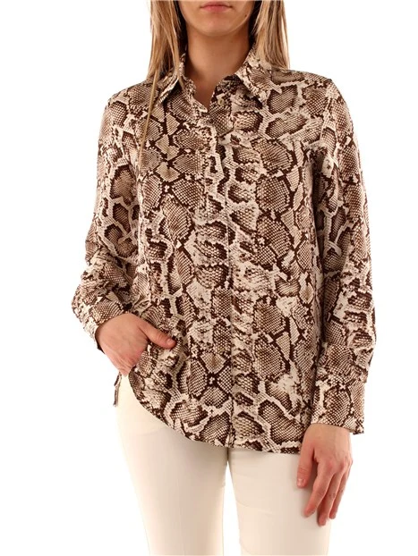 CAMICIA A FANTASIA IN VISCOSA BEIGE