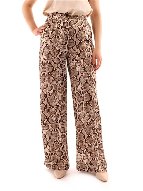 PANTALONI PALAZZO A FANTASIA PITONATA BEIGE