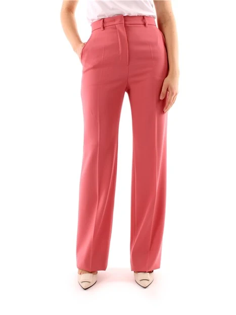 PANTALONI PALAZZO IN CREPE DI LANA DONNA ROSA SCURO