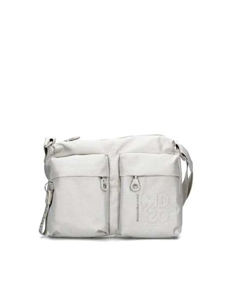 BORSA A TRACOLLA MD20 CON DOPPIE TASCHE DONNA BIANCO