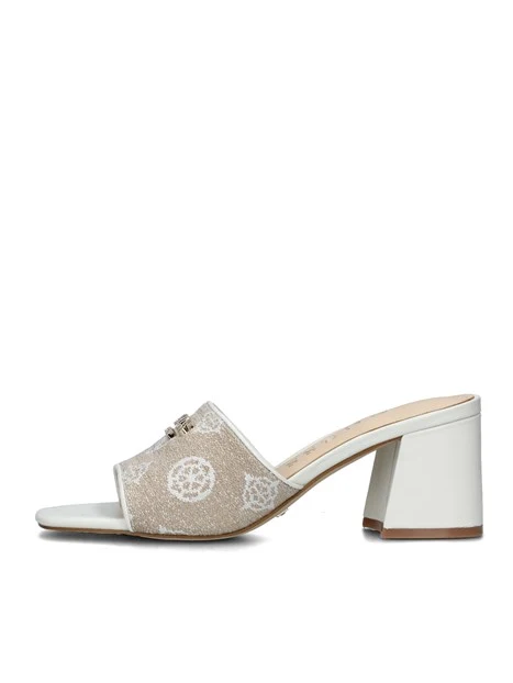 CIABATTE GAIDE CON TACCO E TRAMA PEONY LOGO 4G DONNA BIANCO BEIGE