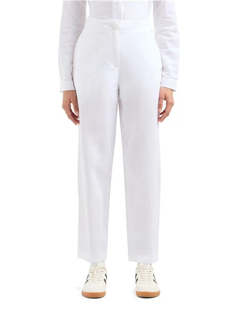 PANTALONI A SIGARETTA MISTO LINO DONNA BIANCO