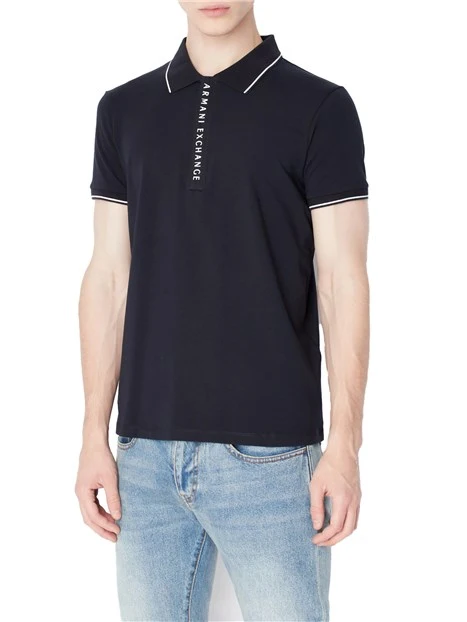 POLO MANICA CORTA IN MAGLIA DI COTONE CON LOGO UOMO BLU