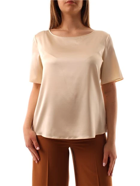 BLUSA IN SETA CON SCOLLO A BARCHETTA DONNA BIANCO