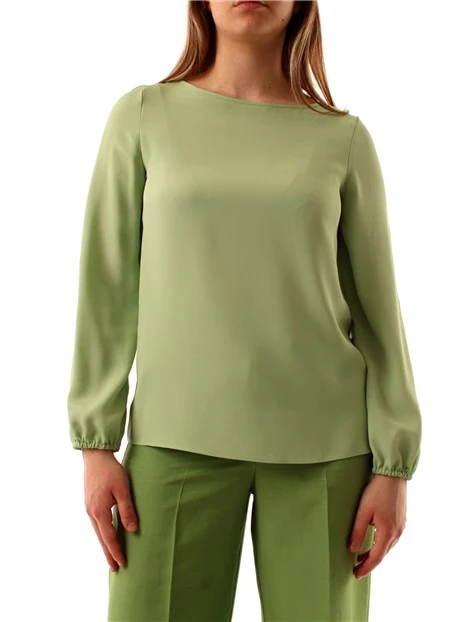 BLUSA IN CRÊPE DE CHINE DI PURA SETA DONNA VERDE