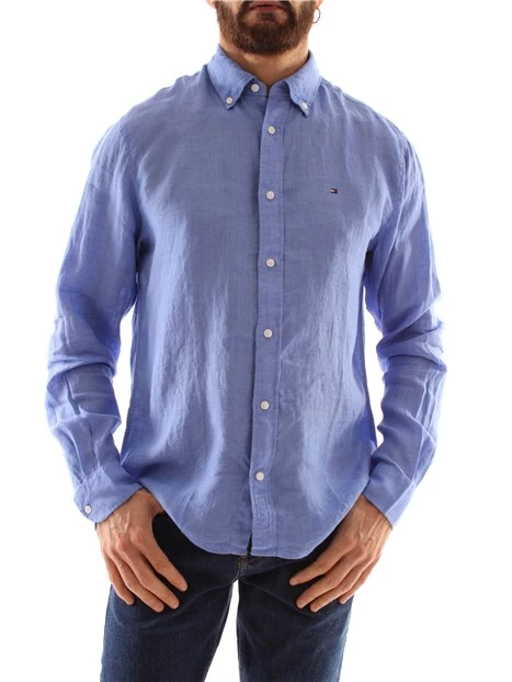 CAMICIA CASUAL IN PURO LINO UOMO AZZURRO