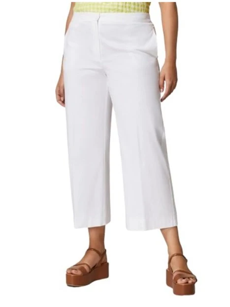 PANTALONI CROPPED IN GABARDINA DI COTONE DONNA BIANCO