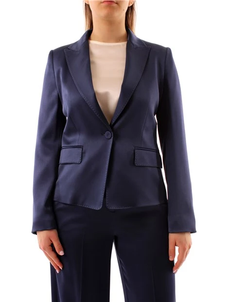 GIACCA BLAZER MONOPETTO SATINATA DONNA BLU NAVY