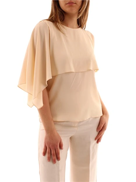 TOP IN CREPE MISTO SETA DONNA BIANCO PANNA