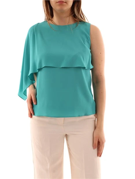 TOP IN CREPE MISTO SETA DONNA VERDE SMERALDO