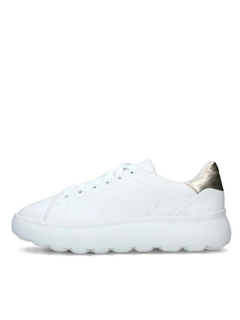 SNEAKERS PLATFORM SPHERICA CON TALLONE ORO LAMINATO DONNA BIANCO