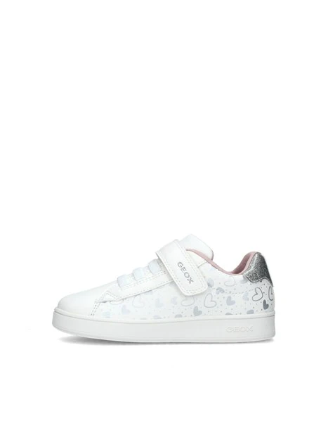SNEAKERS BASSE ECLYPER CON CUORICINI ARGENTO BAMBINA BIANCO