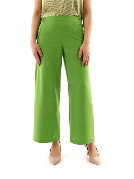 PANTALONI PALAZZO CON ELASTICO DONNA VERDE