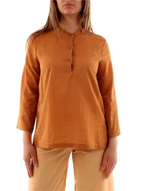 BLUSA IN VOILE DI COTONE DONNA MARRONE