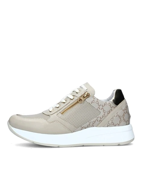 SNEAKERS PLATFORM CON TRAMA NG E DOPPIA CHIUSURA DONNA BEIGE ORO