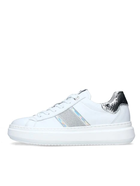 SNEAKERS PLATFORM CON BRILLANTINI DONNA BIANCO ARGENTO