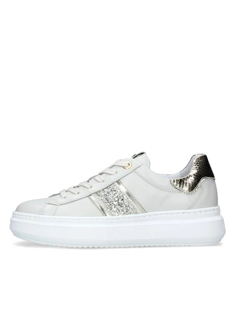 SNEAKERS PLATFORM CON BRILLANTINI DONNA AVORIO