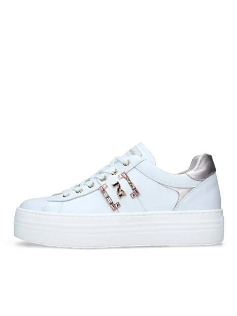 SNEAKERS PLATFORM CON STRASS COLORATI DONNA BIANCO ROSA