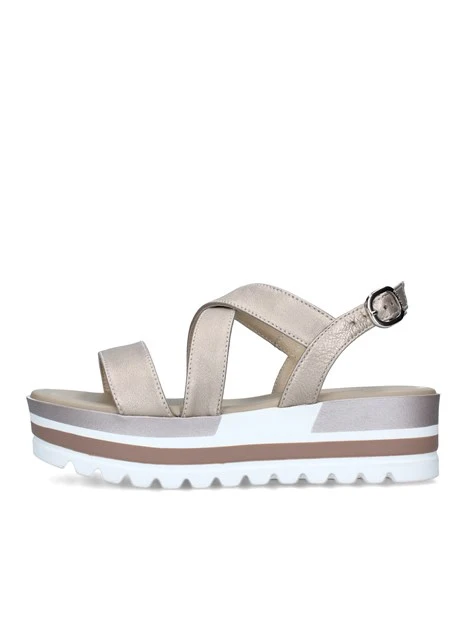 SANDALI CON ZEPPA MULTICOLORE DONNA BEIGE METALLIZZATO