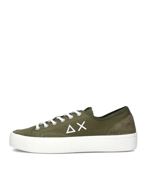 SNEAKERS BASSE STREET CANVAS CON LOGO LATERALE UOMO VERDE MILITARE