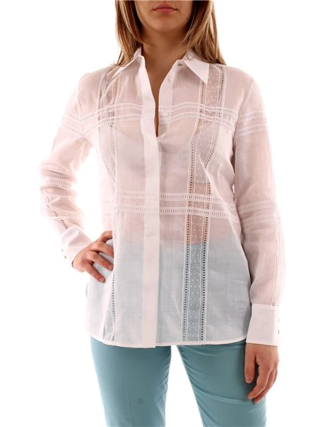 CAMICIA CON RICAMO IN TELA DI RAMIE DONNA BIANCO