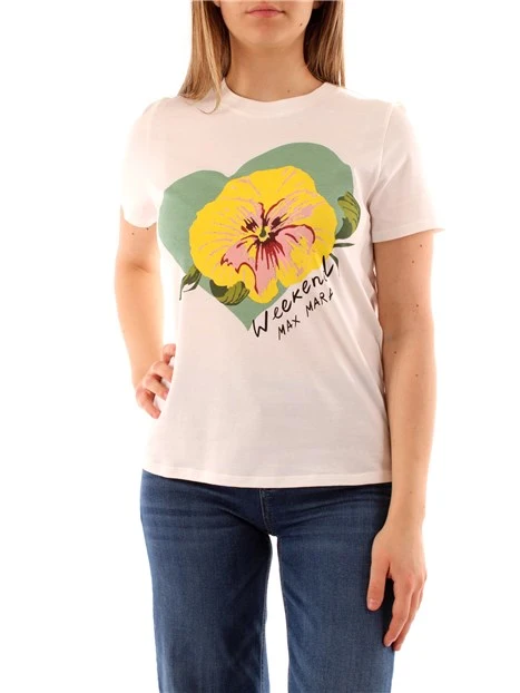 T-SHIRT IN COTONE CON STAMPA FLOREALE DONNA BIANCO