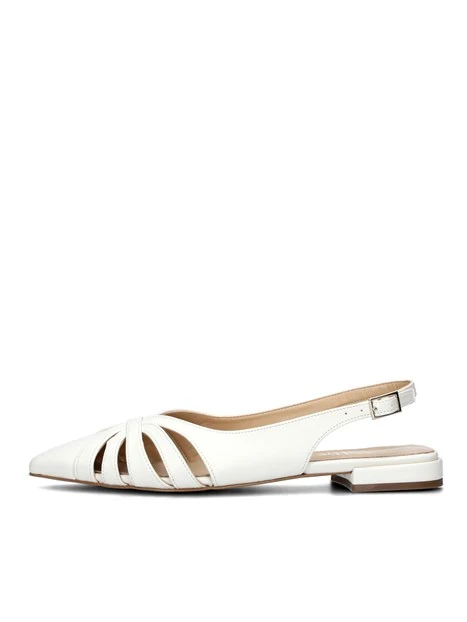 SLINGBACK BASSE RAGNETTO CON SOLETTA IN PELLE DONNA ECRU