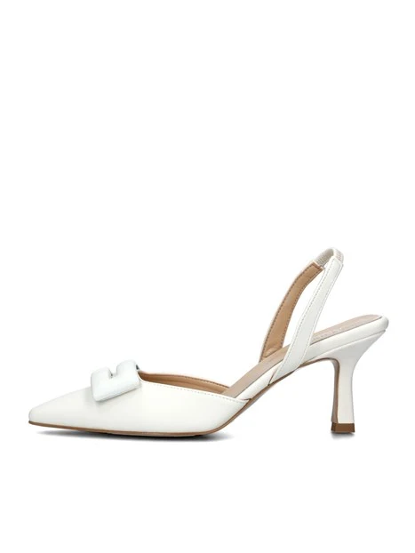 SLINGBACK CON INSERTO E SOLETTA IN PELLE DONNA ECRU