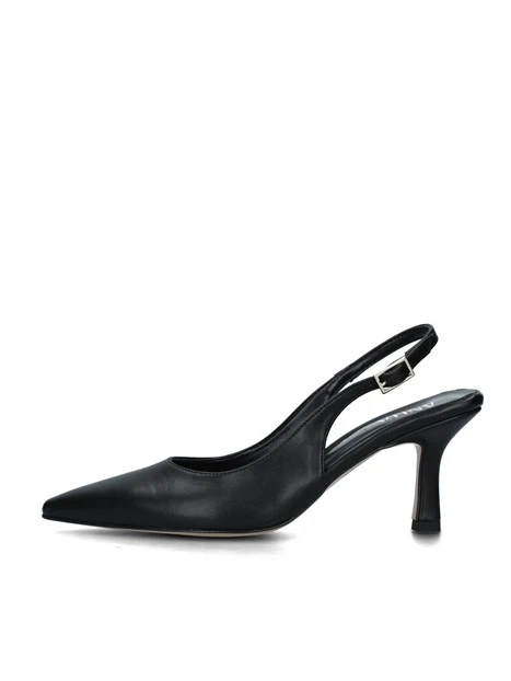 SLINGBACK CON TACCO E SOLETTA IN PELLE DONNA NERO