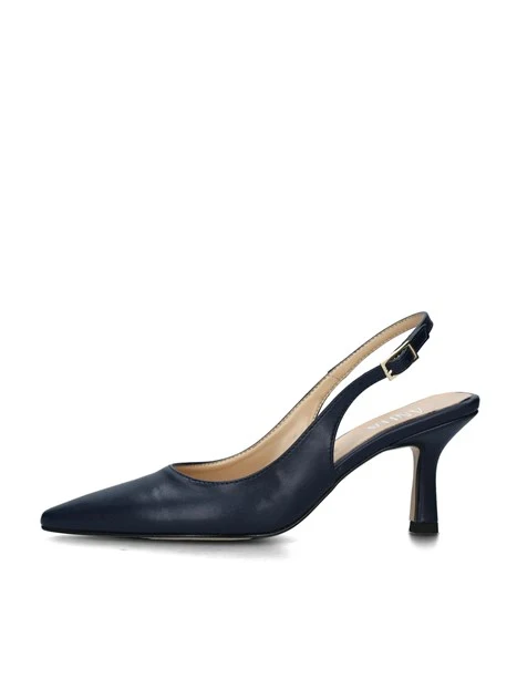 SLINGBACK CON TACCO E SOLETTA IN PELLE DONNA BLU