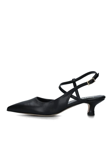 SLINGBACK CON CINTURINO REGOLABILE E SOLETTA IN PELLE DONNA NERO