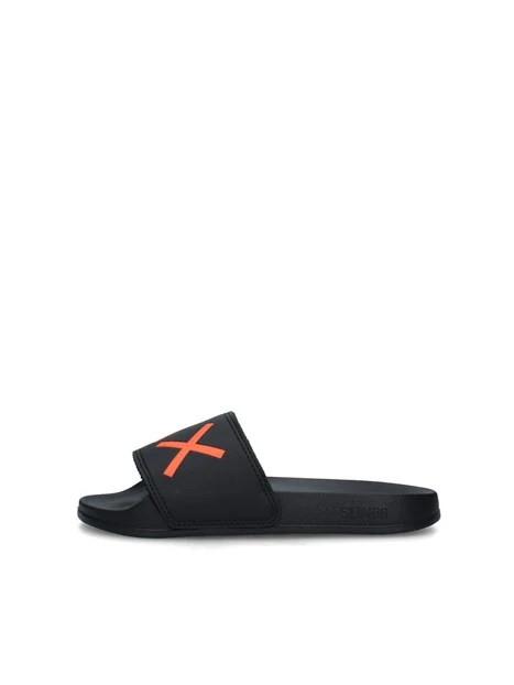 SANDALI MARE CON LOGO BAMBINO NERO ARANCIO