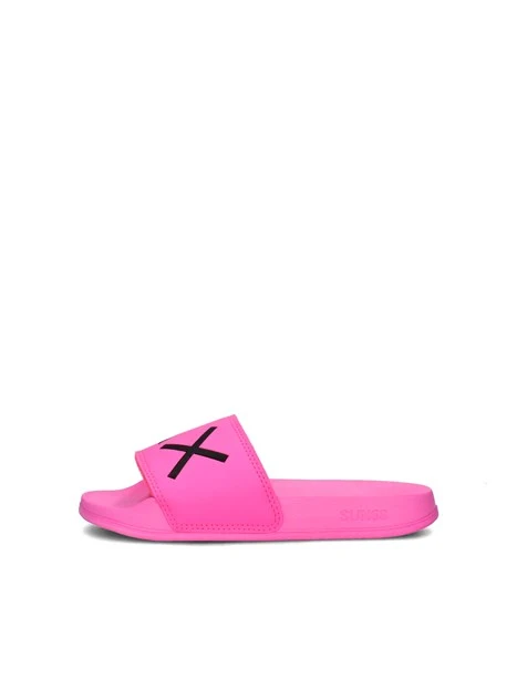 SANDALI MARE CON LOGO BAMBINA FUCSIA NERO