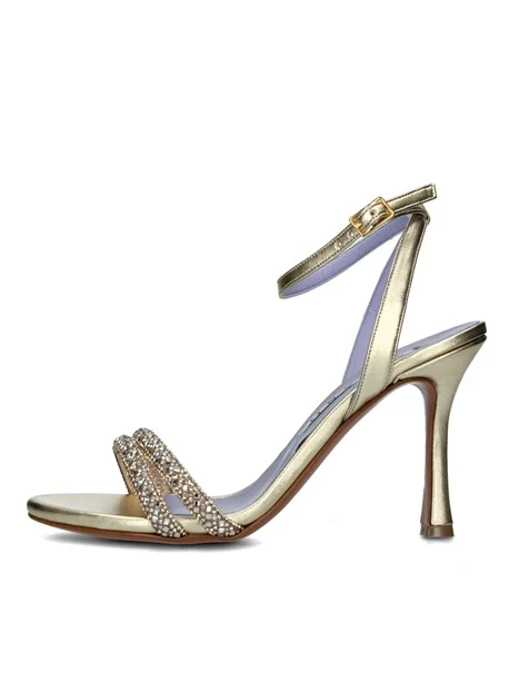 SANDALI TACCO ALTO CON STRASS DONNA ORO