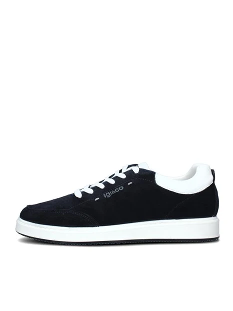 SNEAKERS BASSE SCAMOSCIATE CON LOGO LATERALE UOMO BLU