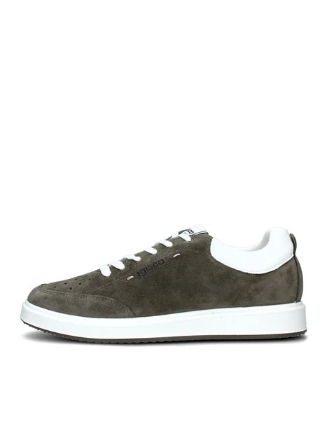 SNEAKERS BASSE SCAMOSCIATE CON LOGO LATERALE UOMO VERDE MILITARE