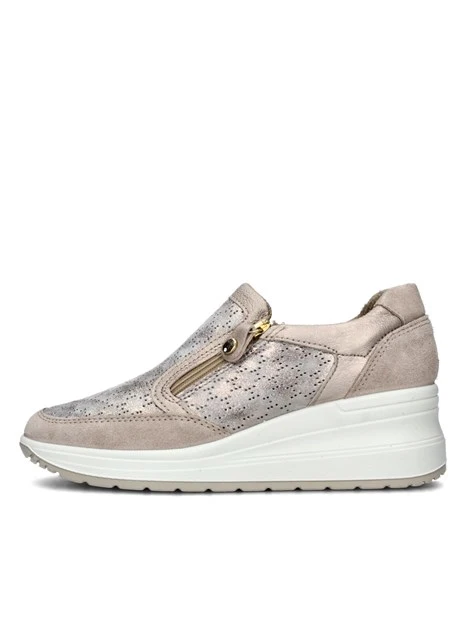 SNEAKERS SLIP ON CON ZEPPA E CERNIERA DONNA BEIGE